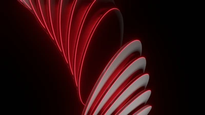 Abstract Geometric Pattern with Red Lighting on Black Background