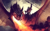 dragon, mythical creature, mythology, fire, fictional character wallpaper