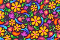 Motif floral psychédélique en couleurs vives