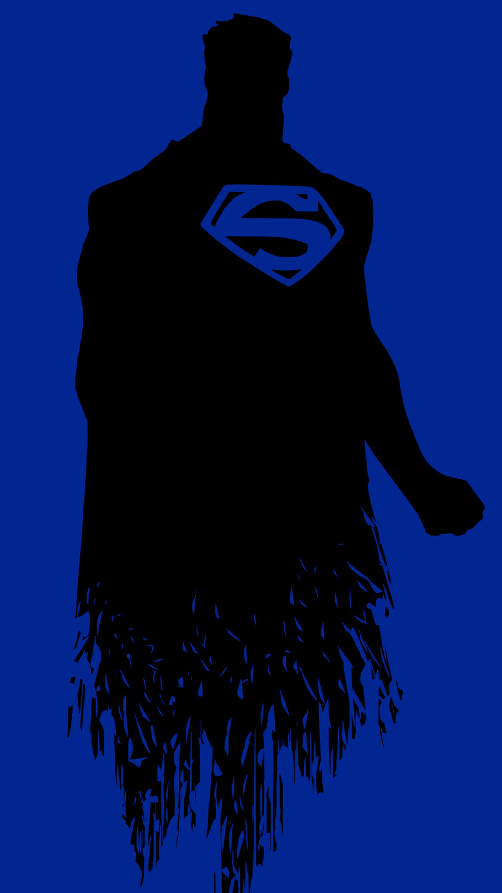 Superman silueteado con una capa con flecos (superman, superhéroe, amoled, ropa de abrigo, azul celeste)