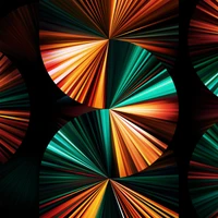 Colorful Abstract Rays in Dark Mode for iPad Pro 2021