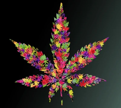 Colorful Leaf Design with Smoke Effect