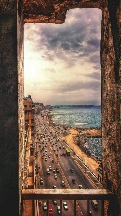 alexandria, cidade, egito, por do sol