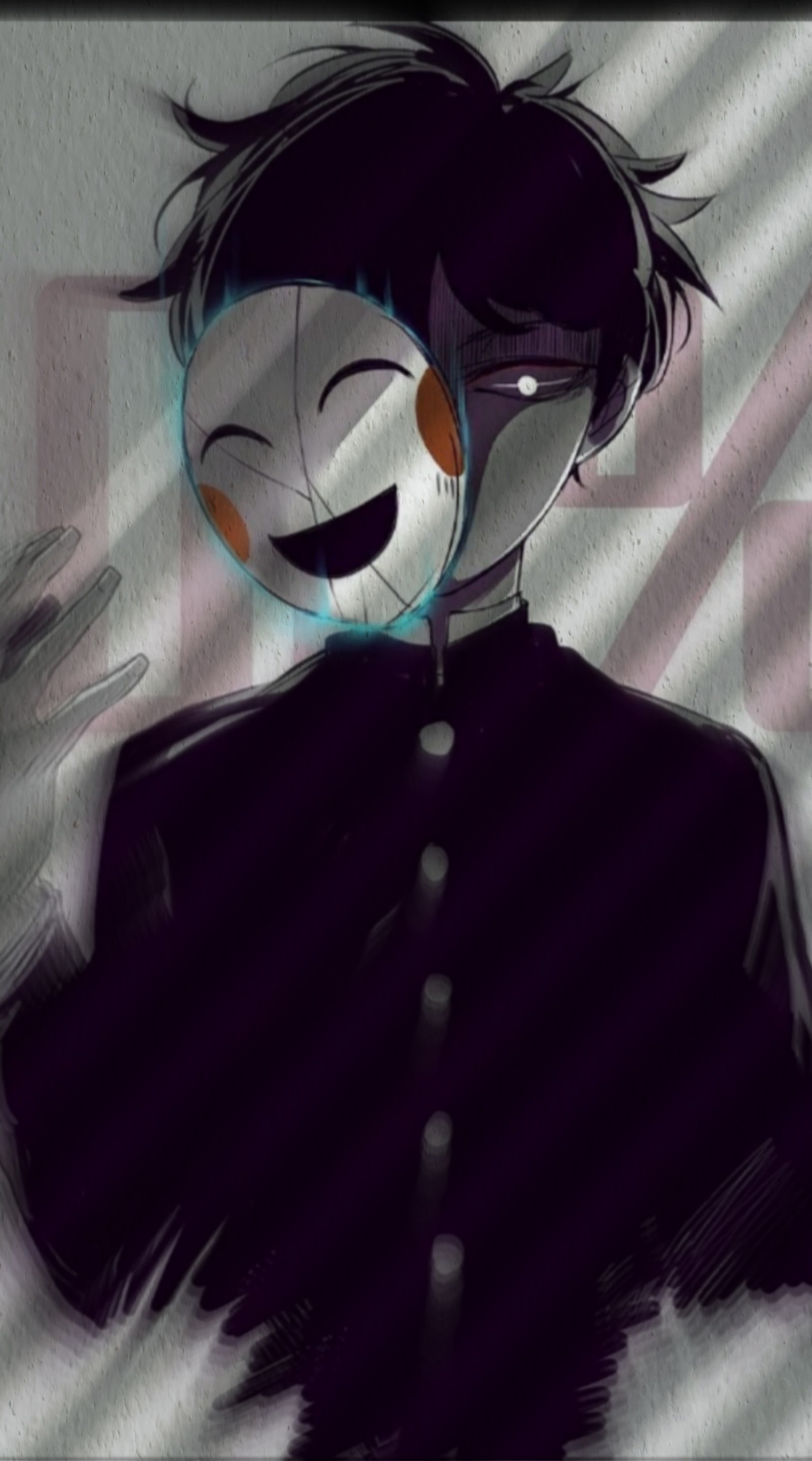 A close up of a person with a clown face and a black jacket (aesthetic, anime, anime boys, creepy, creepy anime boy)