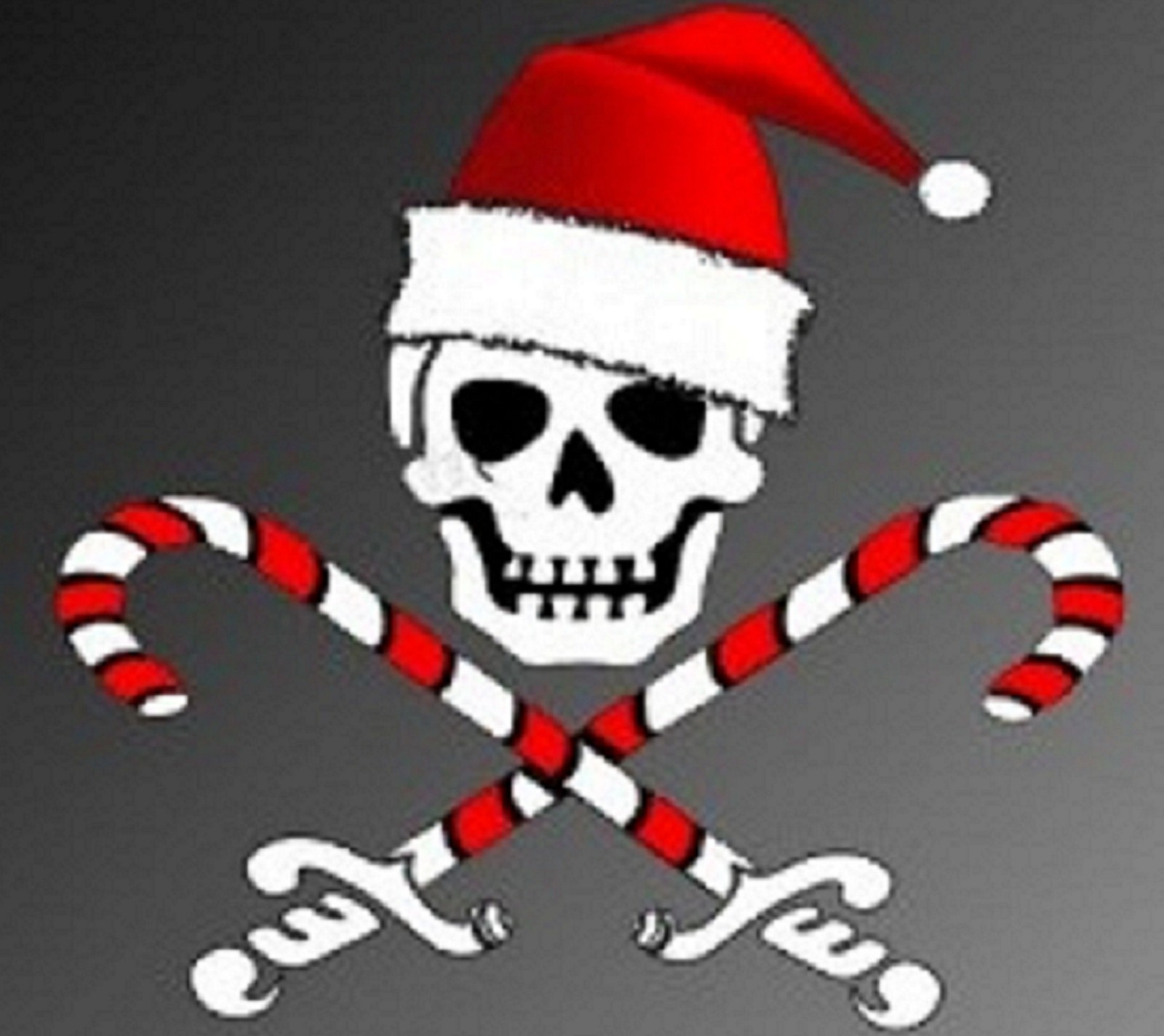 Un primer plano de una calavera y huesos con un gorro de navidad (navidad, pirata)