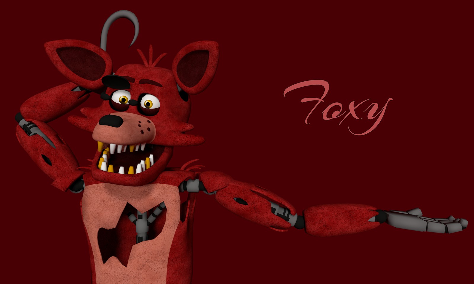 Nahaufnahme eines cartoon-charakters mit einem messer in der hand (bei, fünf, five nights at freddys, fnaf, fuchs)