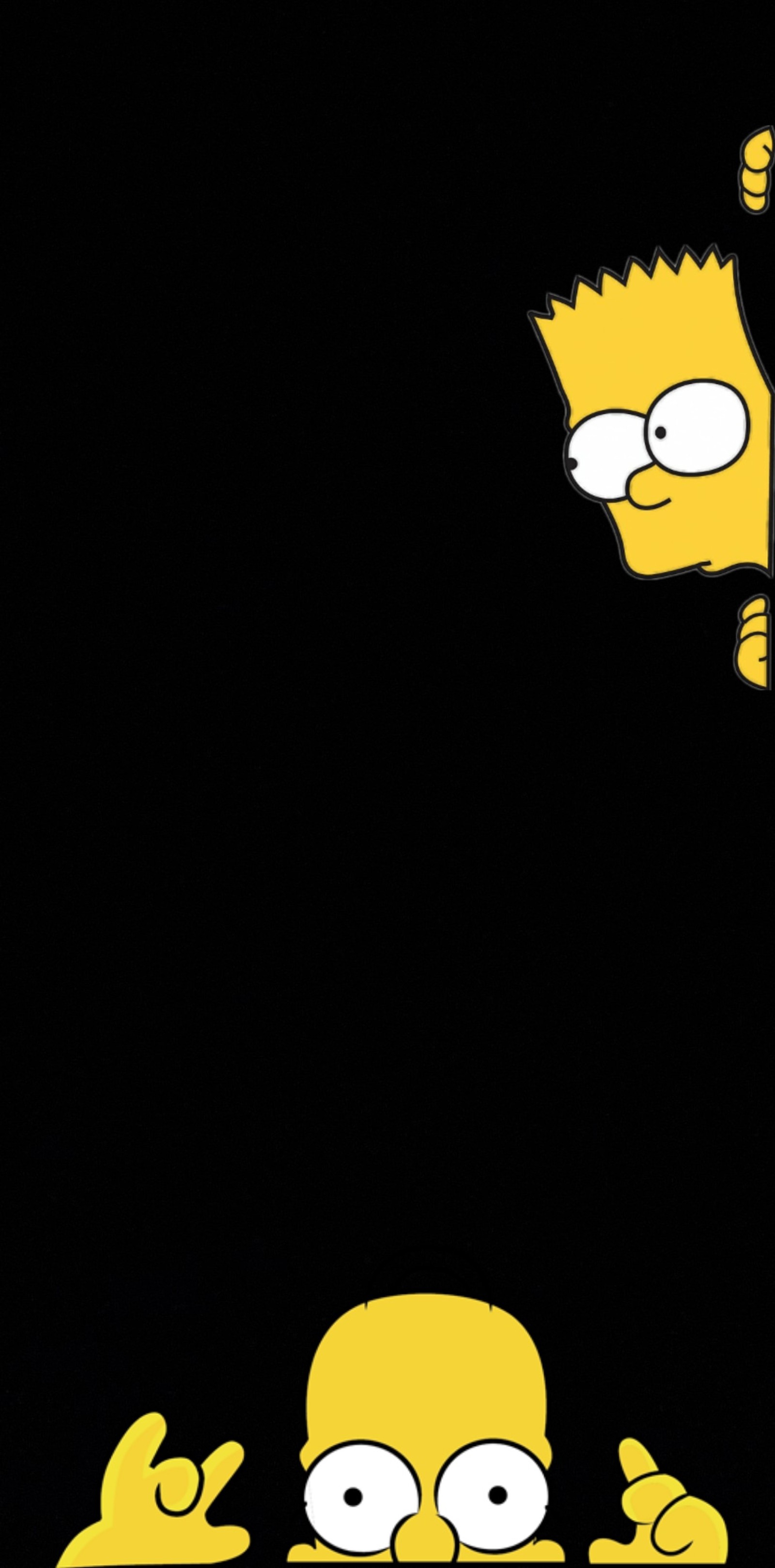 Personajes de los simpson en fila con un fondo negro (homero, simpsons)