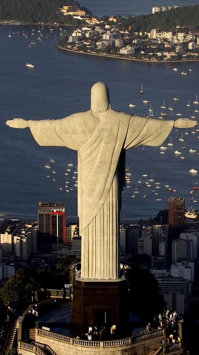 Christus der Erlöser Statue mit Blick auf Rio de Janeiro, Brasilien