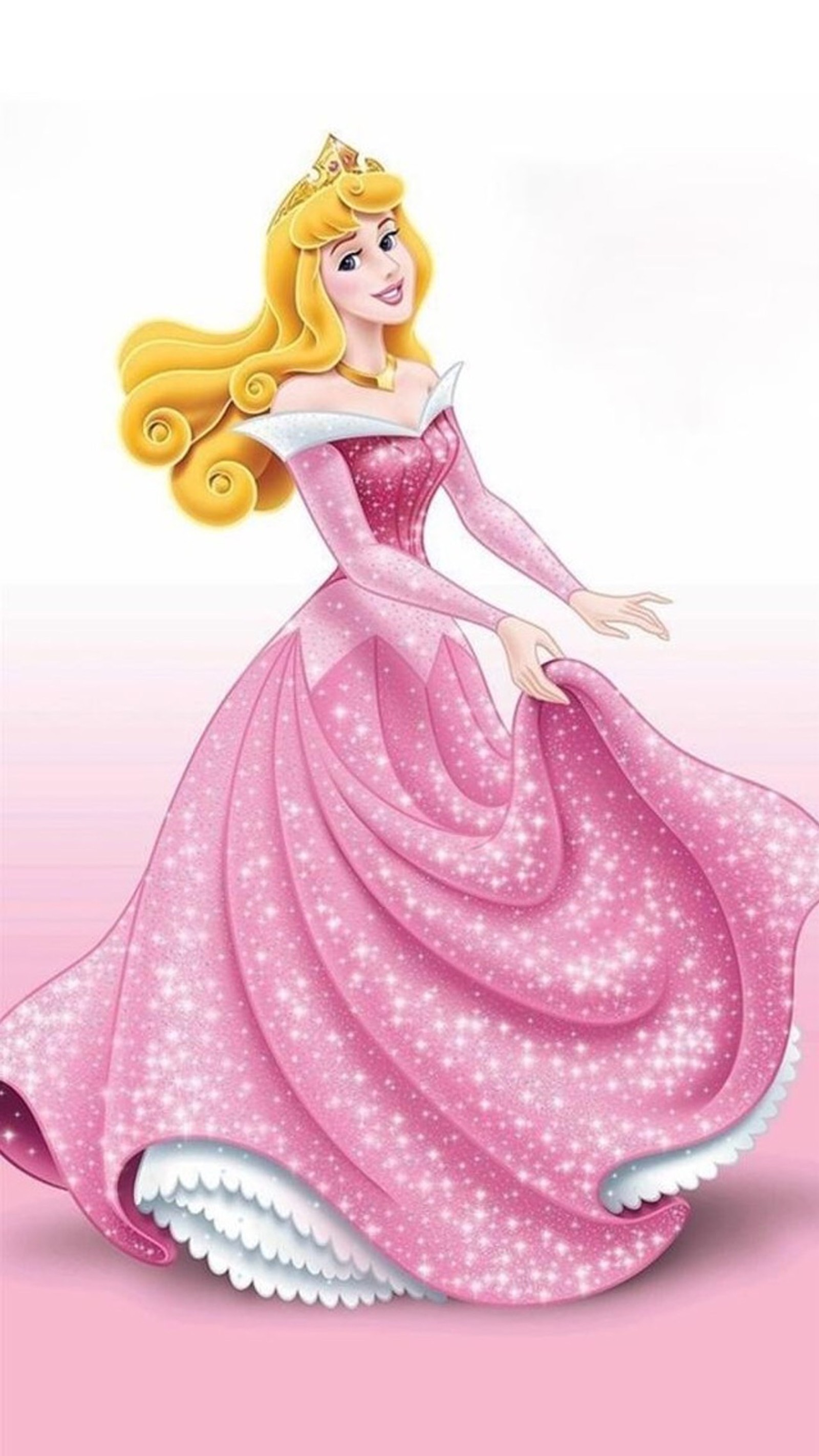 A cartoon princess in a pink dress with a tiable (disney, princess)