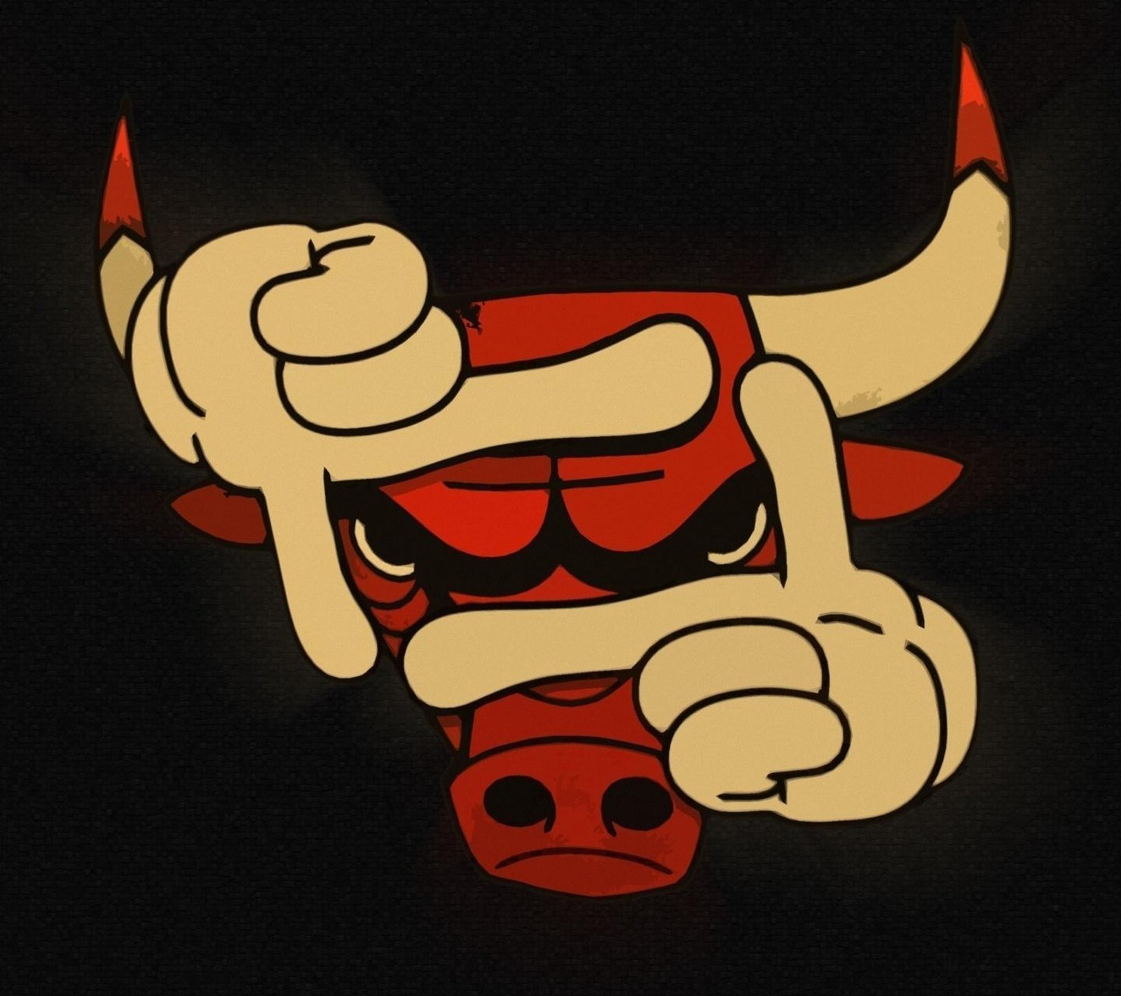 Bulls logo on a black background with a red bull (bulls, chicago)