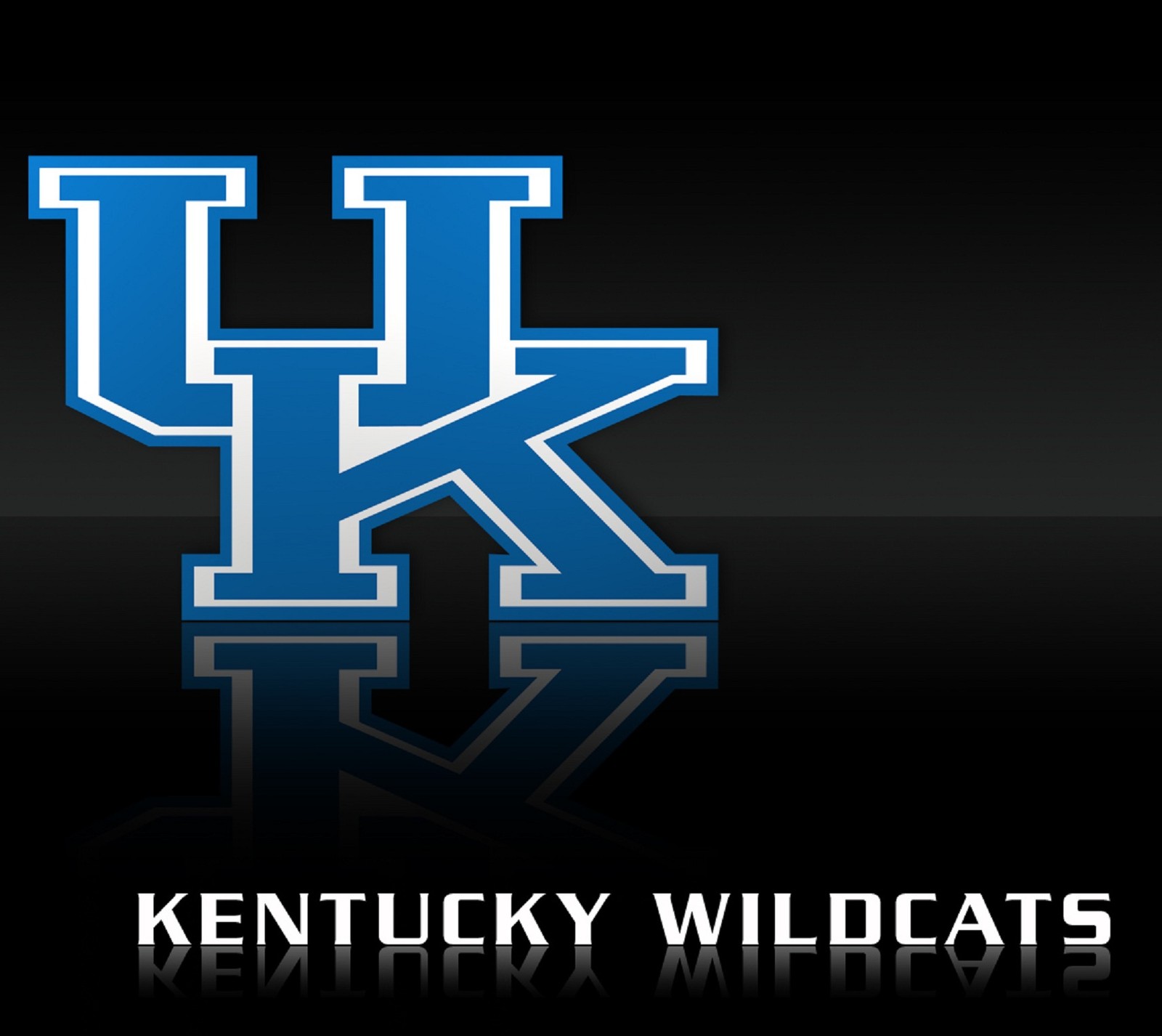 A close up of a logo on a black background with a reflection (basketball, football, kentucky, ky, sports)