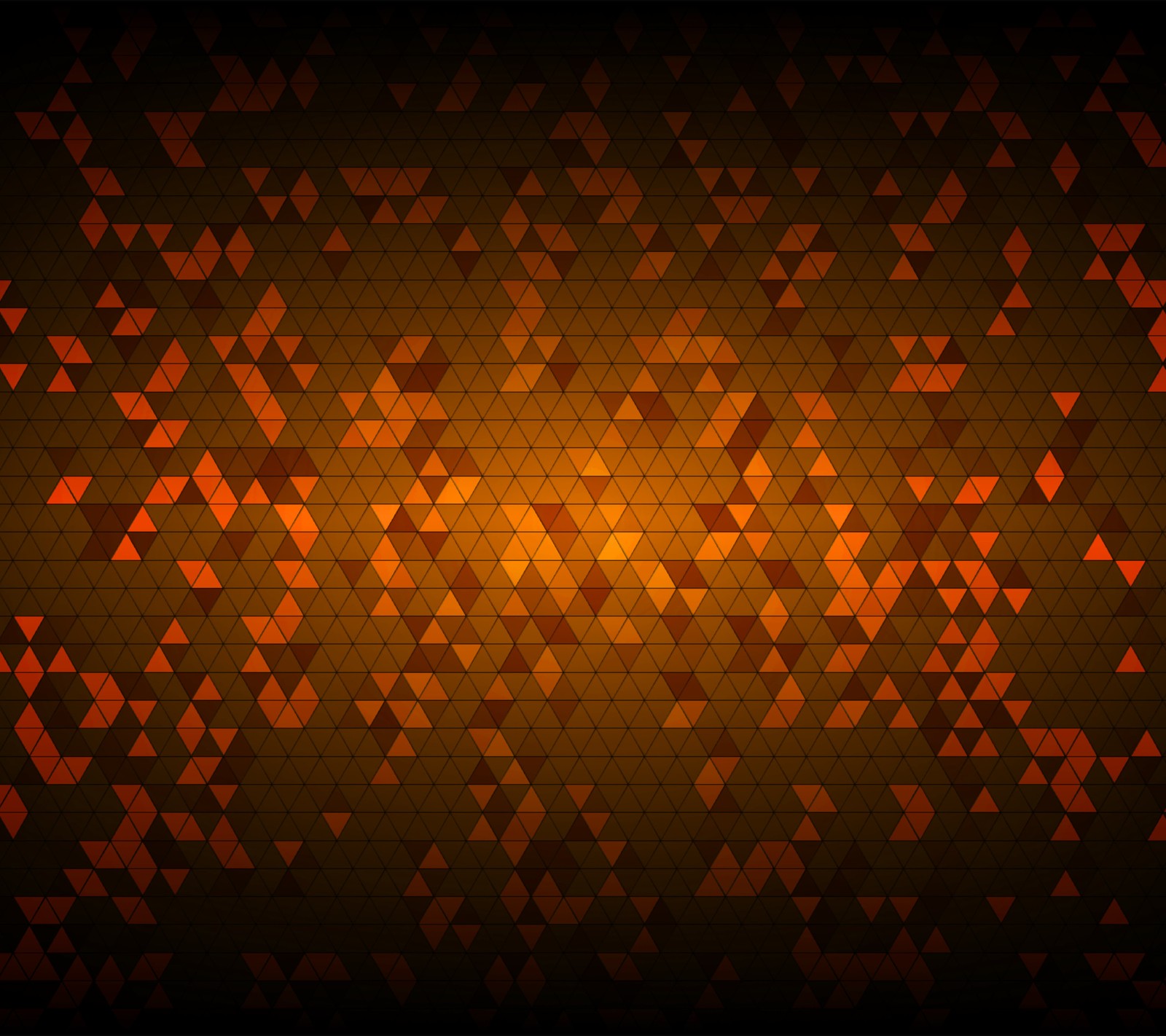 A dark background with a pattern of triangles and a light (abstract, orange, triangles)