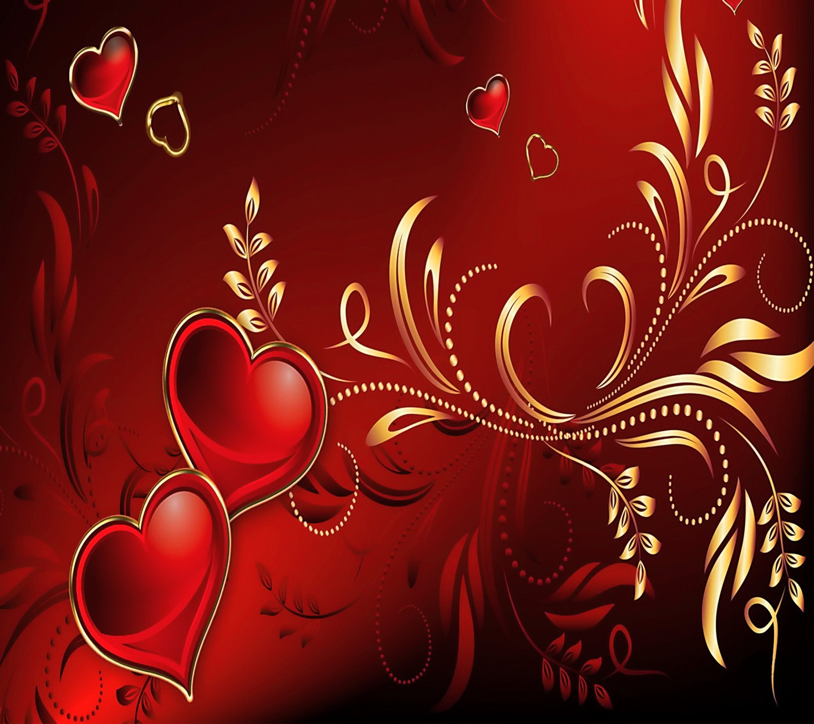 golden, heart, love, romantic, valentine Download Wallpaper