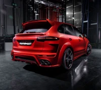 voiture, porsche cayenne, rouge