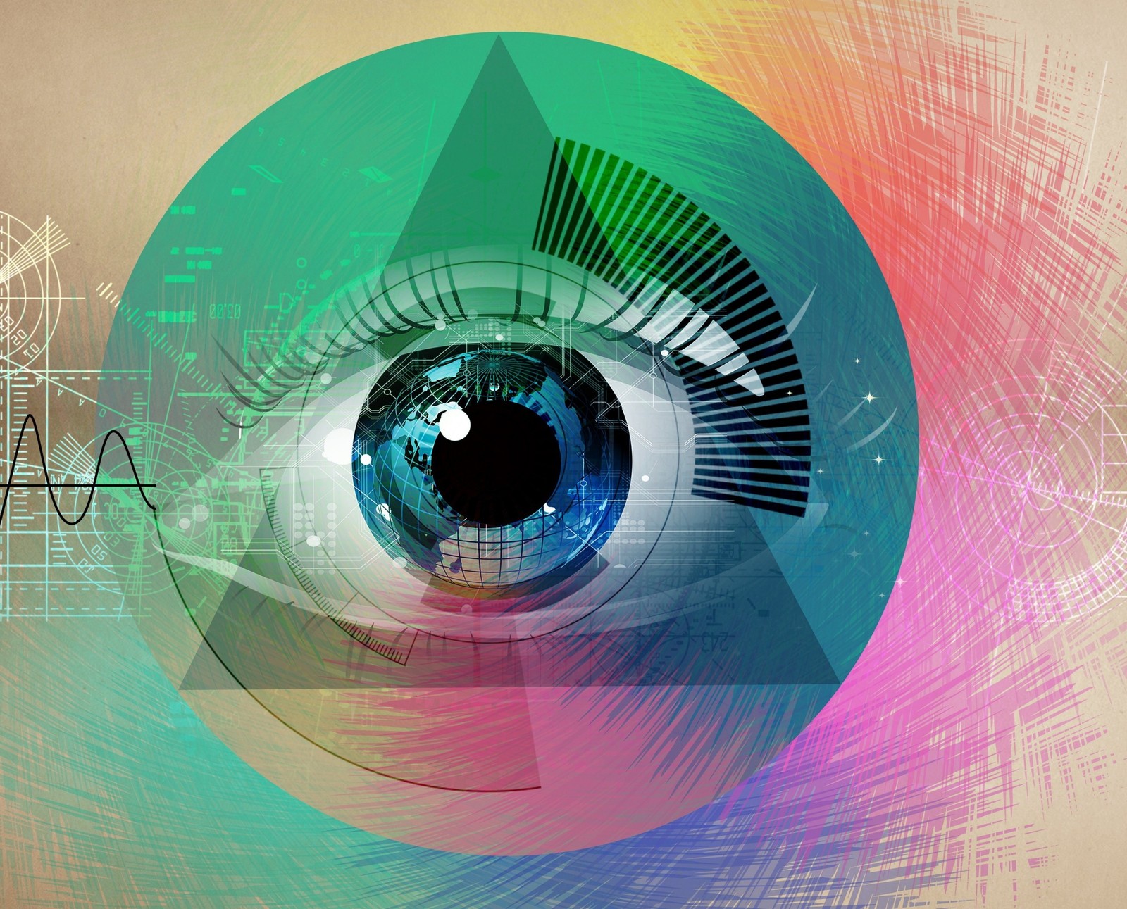 abstract, art, eyes, illuminati, vintage Download Wallpaper