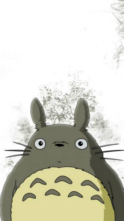 Totoro en un entorno caprichoso con un fondo sereno.