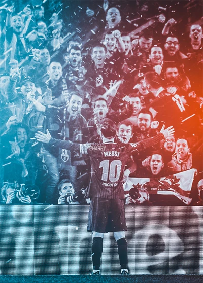 Lionel Messi Celebrates with Fans at Barcelona's La Liga Match in Argentina