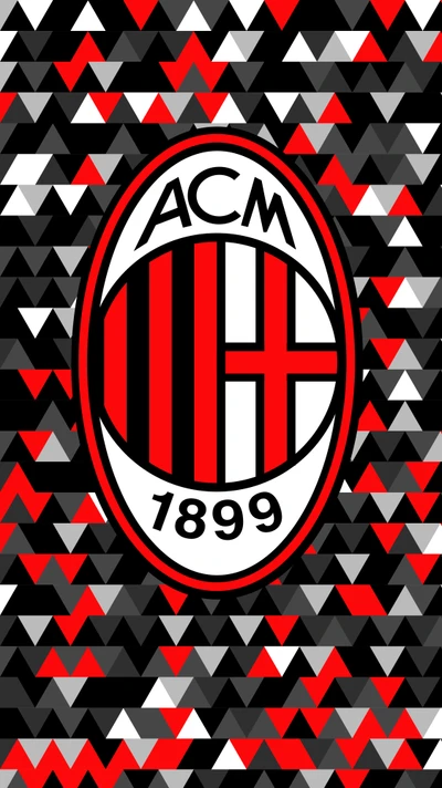 Logo de l'AC Milan sur fond géométrique rouge et noir