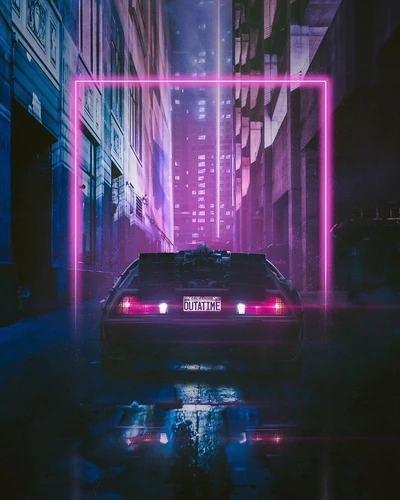 atrás, carros, cidade, delorean, furute