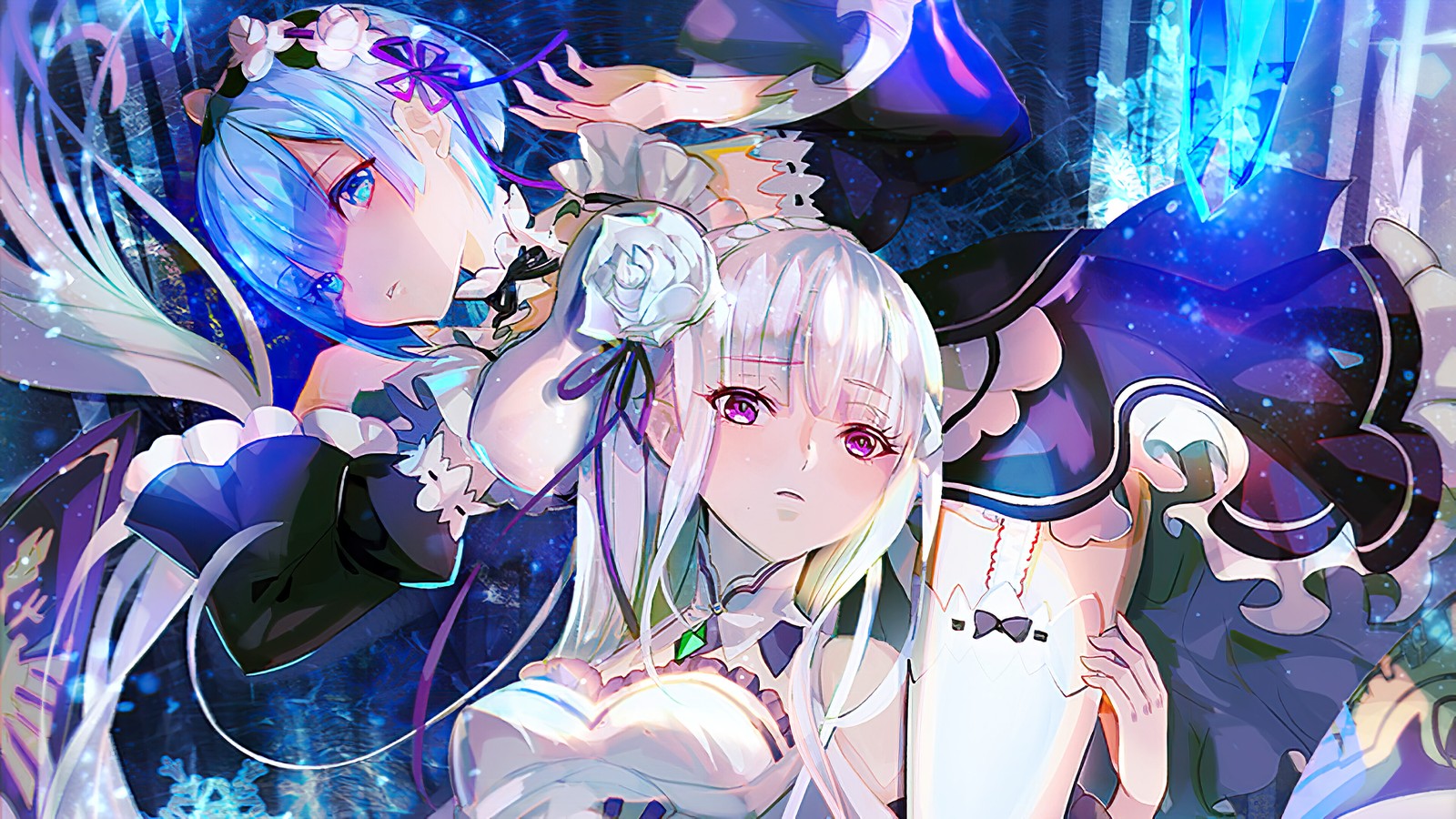 Скачать обои rem, эмилия, emilia, аниме девочки, ре зеро