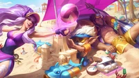 pool party, heimerdinger, skin, splash art, lol wallpaper