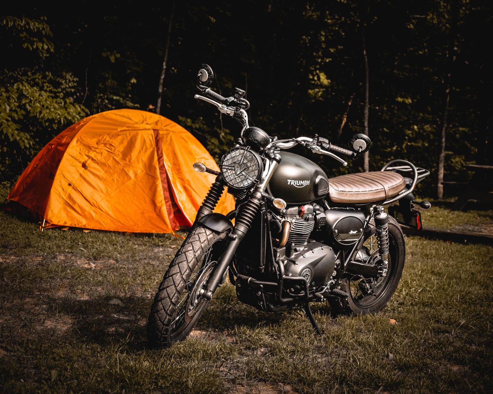 motorcycle, camping, campsite, automotive lighting, headlamp wallpaper