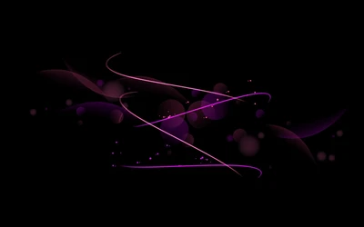 Abstract Purple and Black Waves with Glowing Orbs