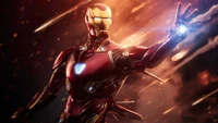 Iron Man unleashing his power amidst a cosmic battle in Avengers: Endgame.