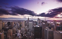 Impresionante horizonte de Lower Manhattan al atardecer