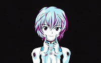 Rei Ayanami: Pop Art Interpretation on Dark Background