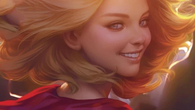 Supergirl: Radiant Heroine with Flowing Blond Hair