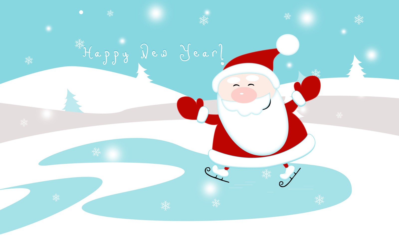 ice skating, figure skating, ice rink, santa claus, illustration wallpaper