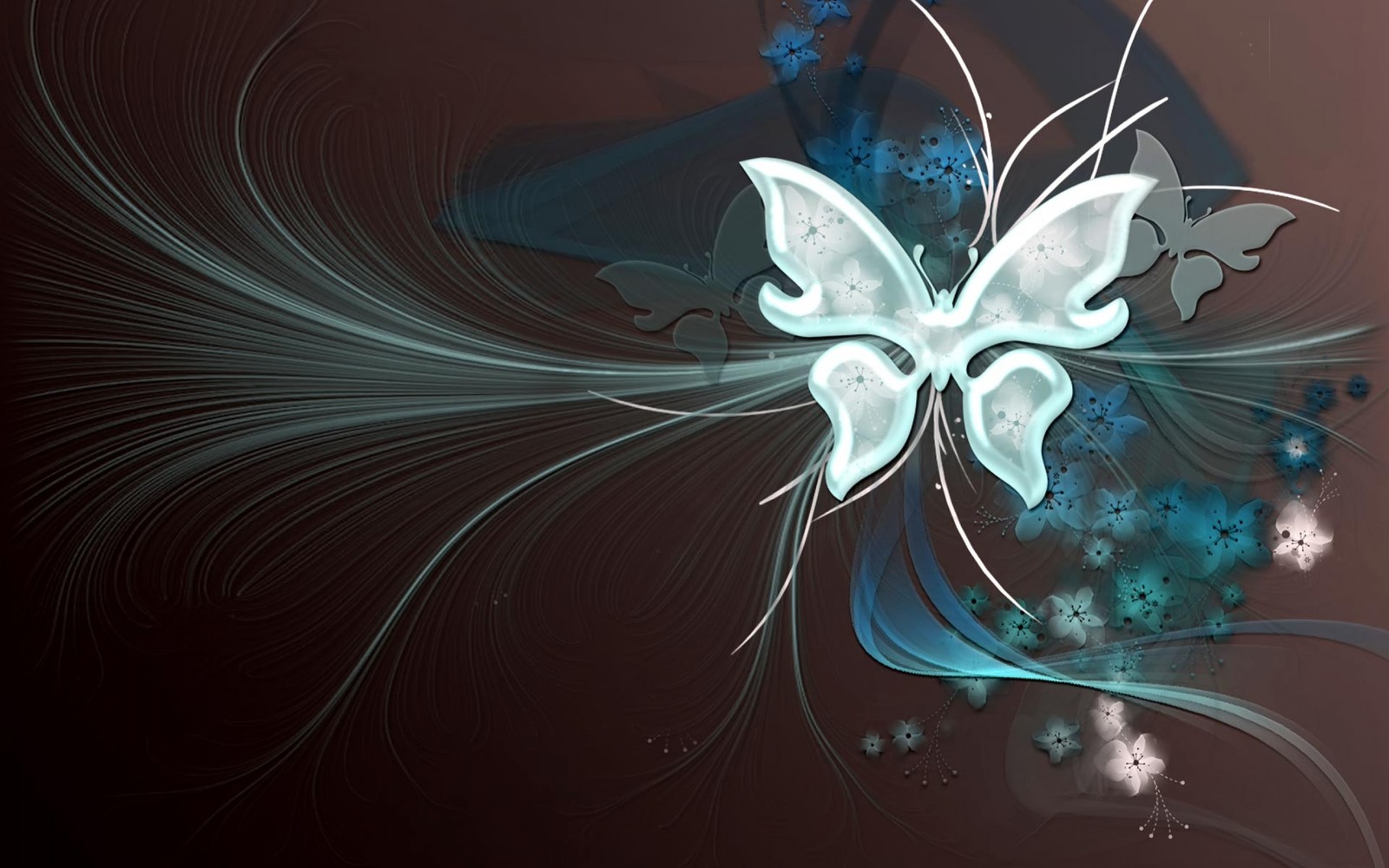 Un papillon avec un motif bleu et blanc dessus (bleu, art fractal, conception graphique, papillon, art)