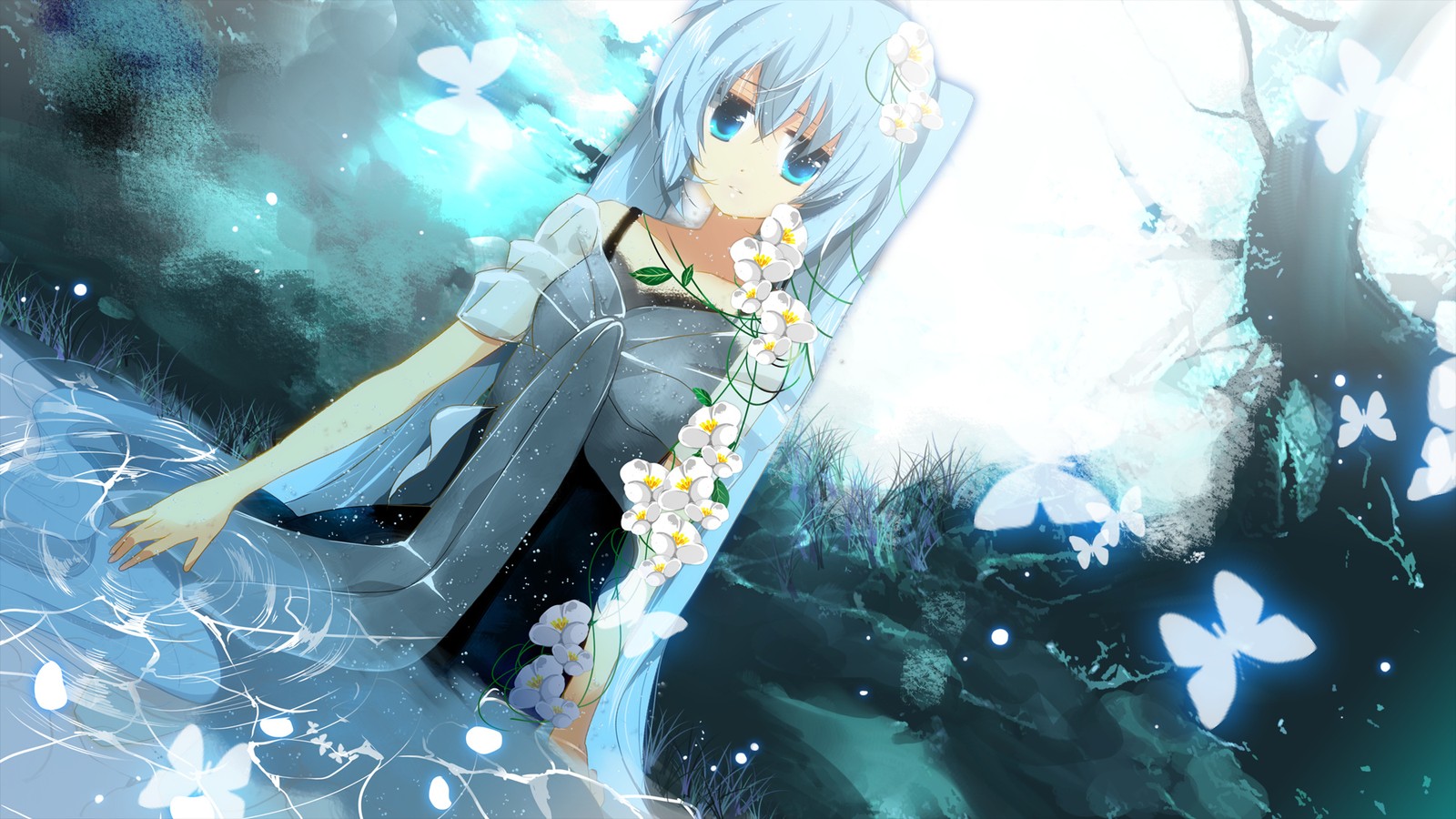 Lade hatsune miku, vocaloid, anime, graphiken, himmel Hintergrund herunter