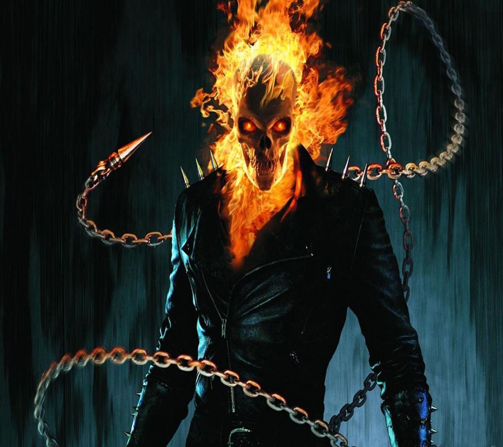 Eine nahaufnahme einer person mit einer kette um den hals (ghost rider, ghostrider, hd)