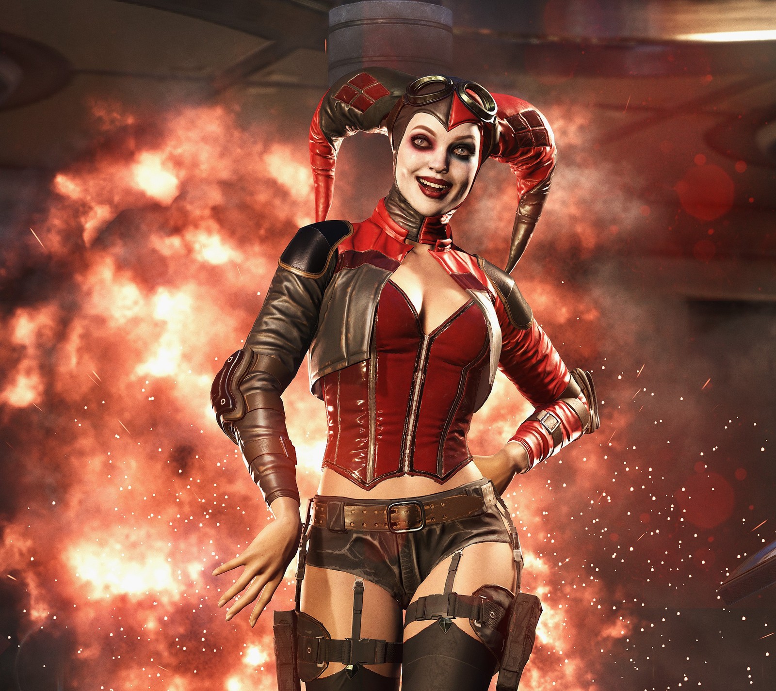 Téléchargez le fond d'écran explosion, harley quinn, injustice, microsoft, playstation