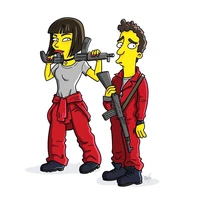 la casa de papel, río, rio, simpsons, tokio