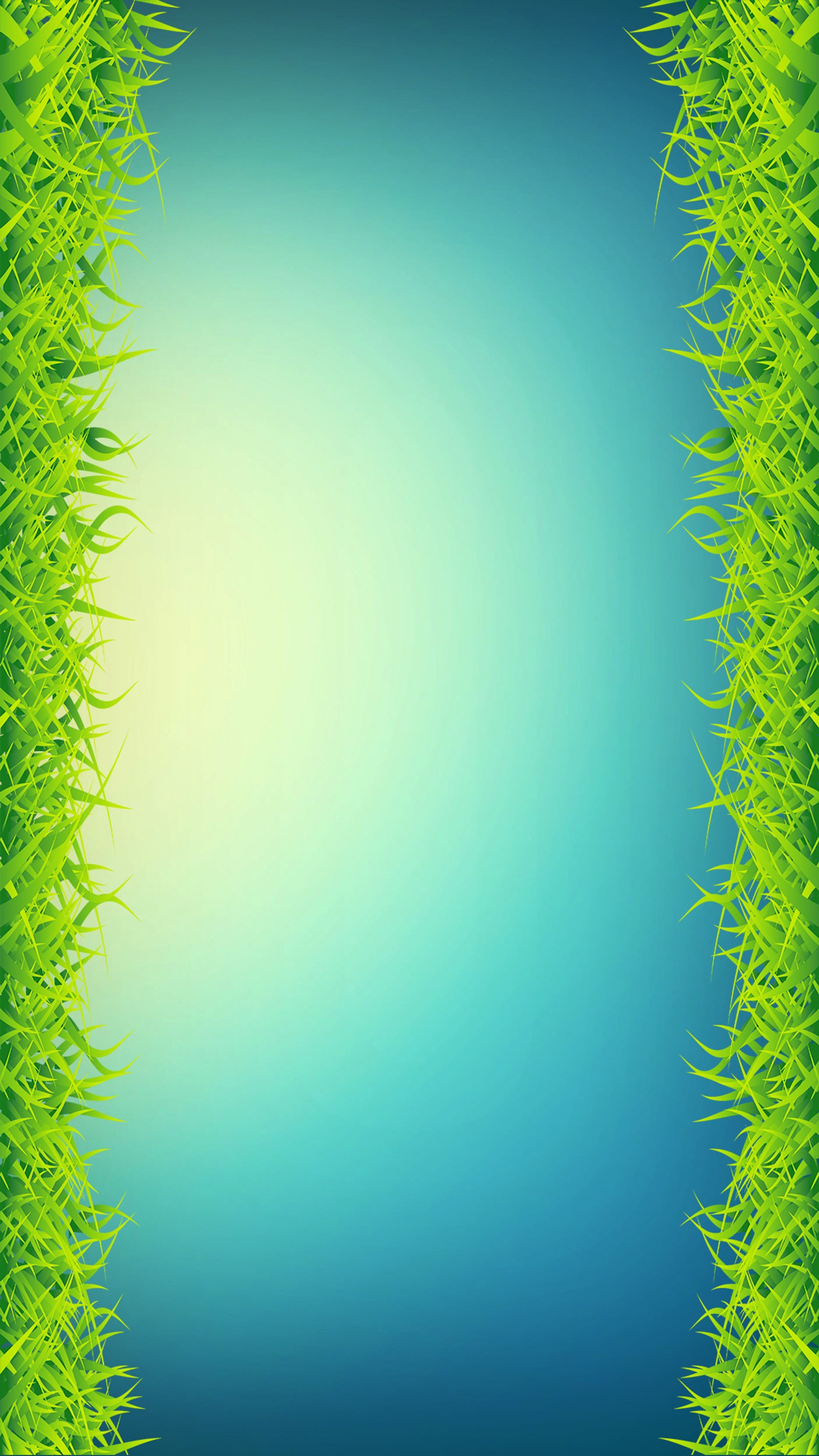 A close up of a green grass frame with a blue background (blue, contrast, edge, grass, green)