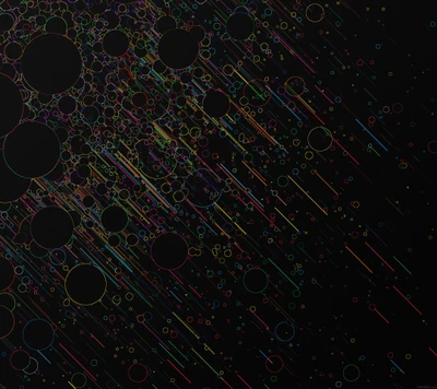 Colorful Bubbles and Circles on a Dark Background