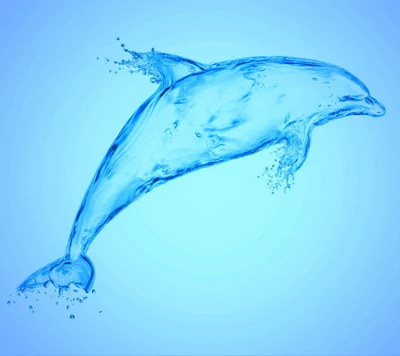 Blue Dolphin Splashing in Water