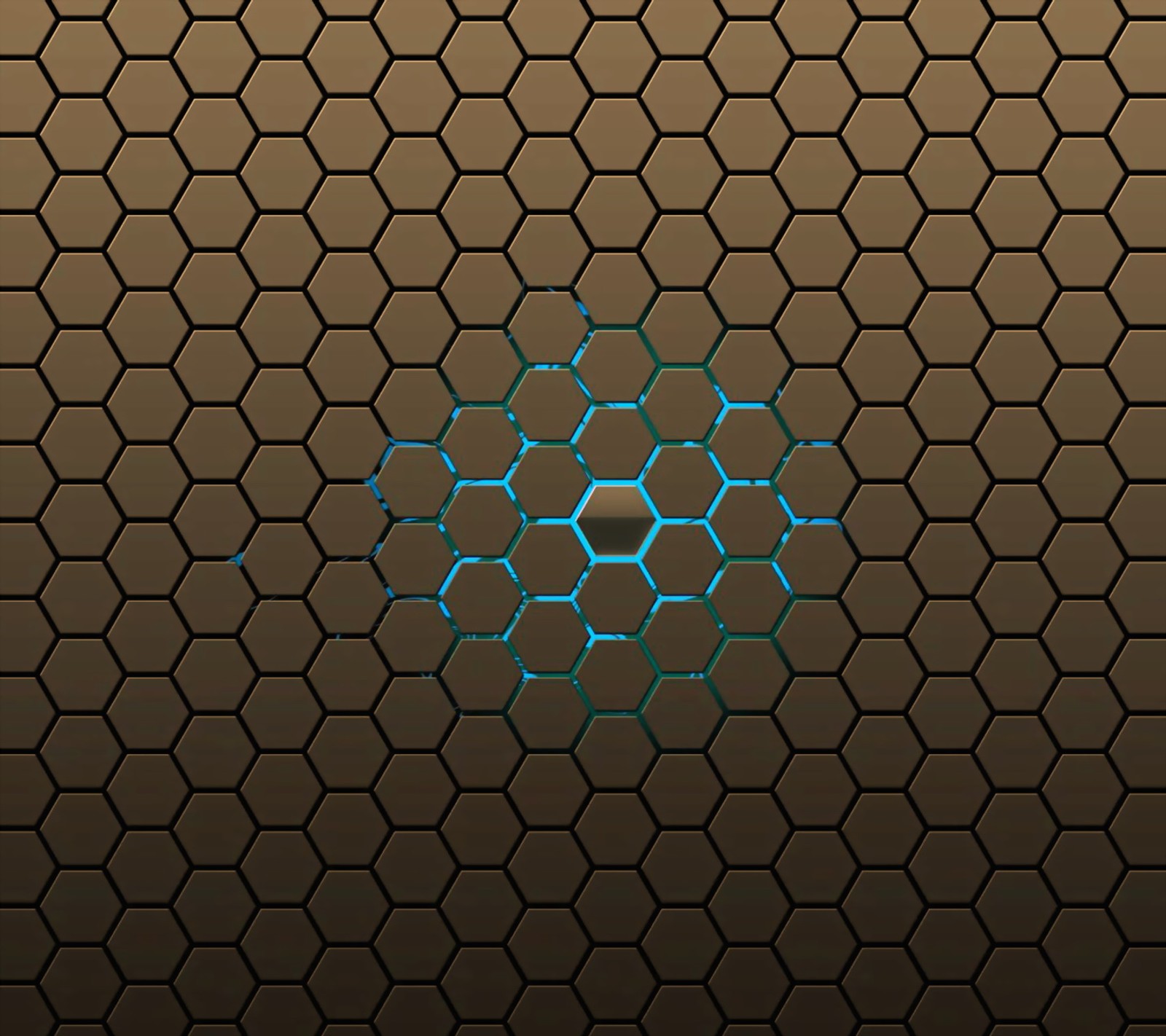 A close up of a computer screen with a blue hexagon pattern (art, design, fantasy, painting)