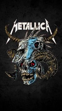 Metallica-Logo mit kompliziertem Rinderkopfdesign