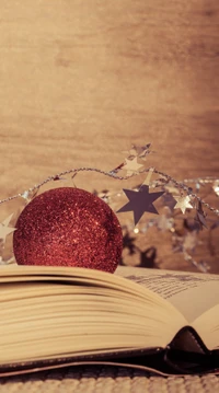 Libro festivo de vacaciones con ornamento brillante y estrellas