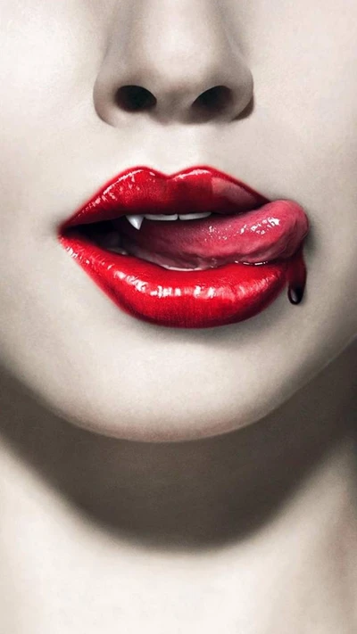 blood, lick, lips