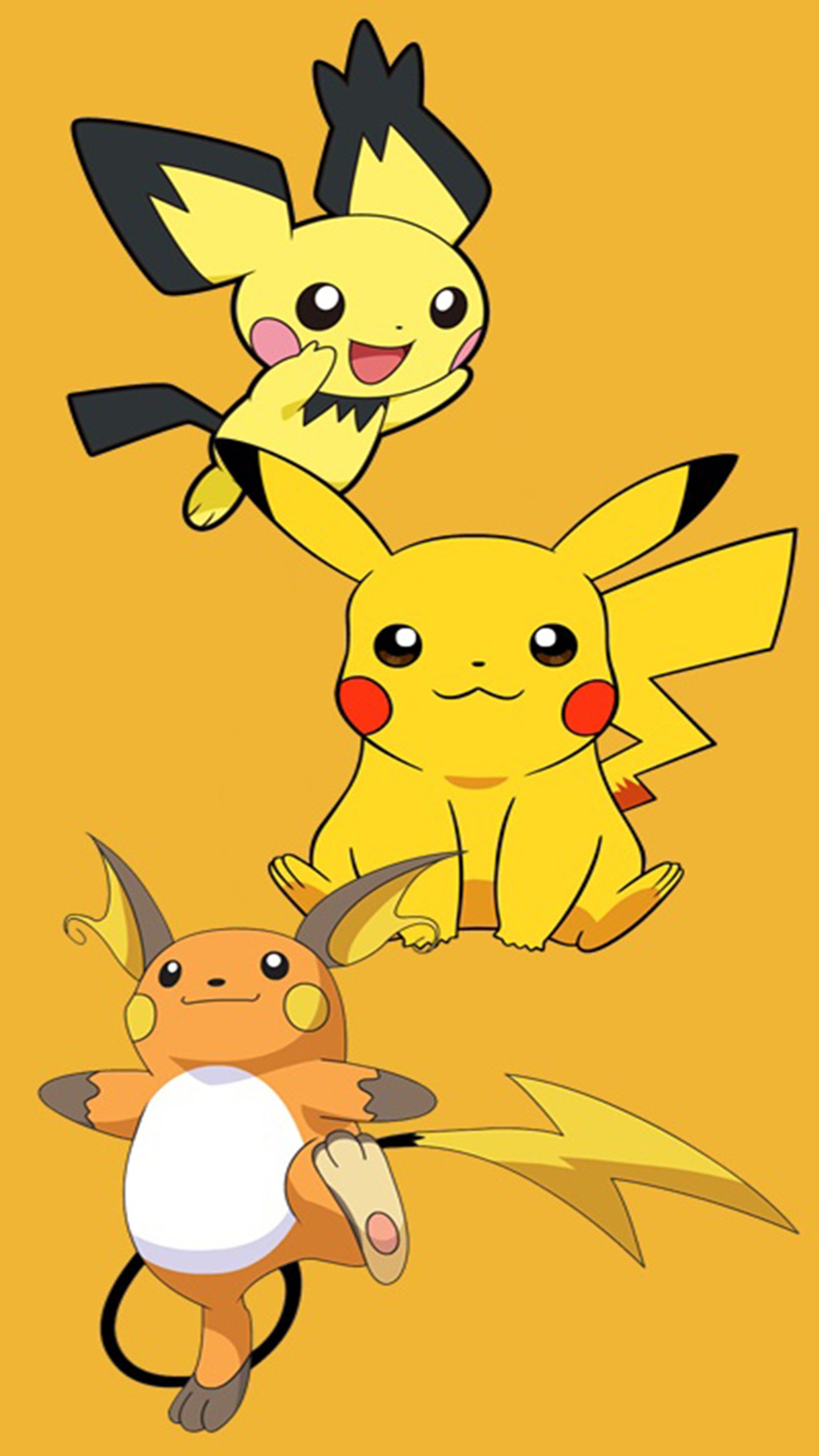 Un grupo de personajes de pokémon volando en el aire (pichu, pikachu, pokemon, raychu)