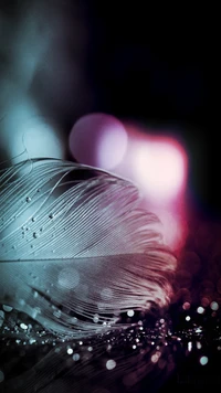 Sparkling Feather Against a Dreamy Background