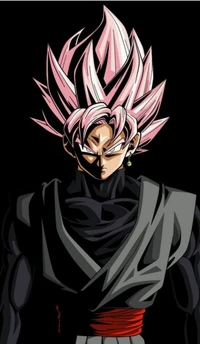 Goku Black in Dragon Ball Z: Intensiver Manga-Kunst mit pinken Haaren