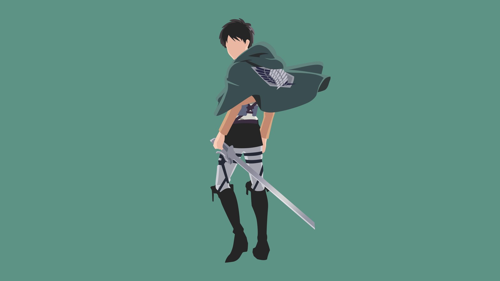 eren yeager, teal background, minimalist, 5k, attack on titan Download Wallpaper