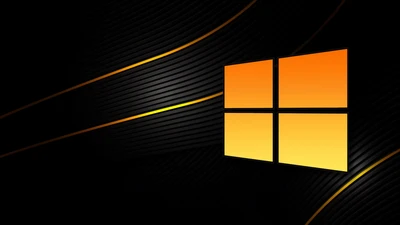 windows 10, black background, dark abstract, yellow, 5k