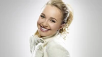 Radiant Beauty: Smiling Girl with Long Hair in a Stylish White Coat